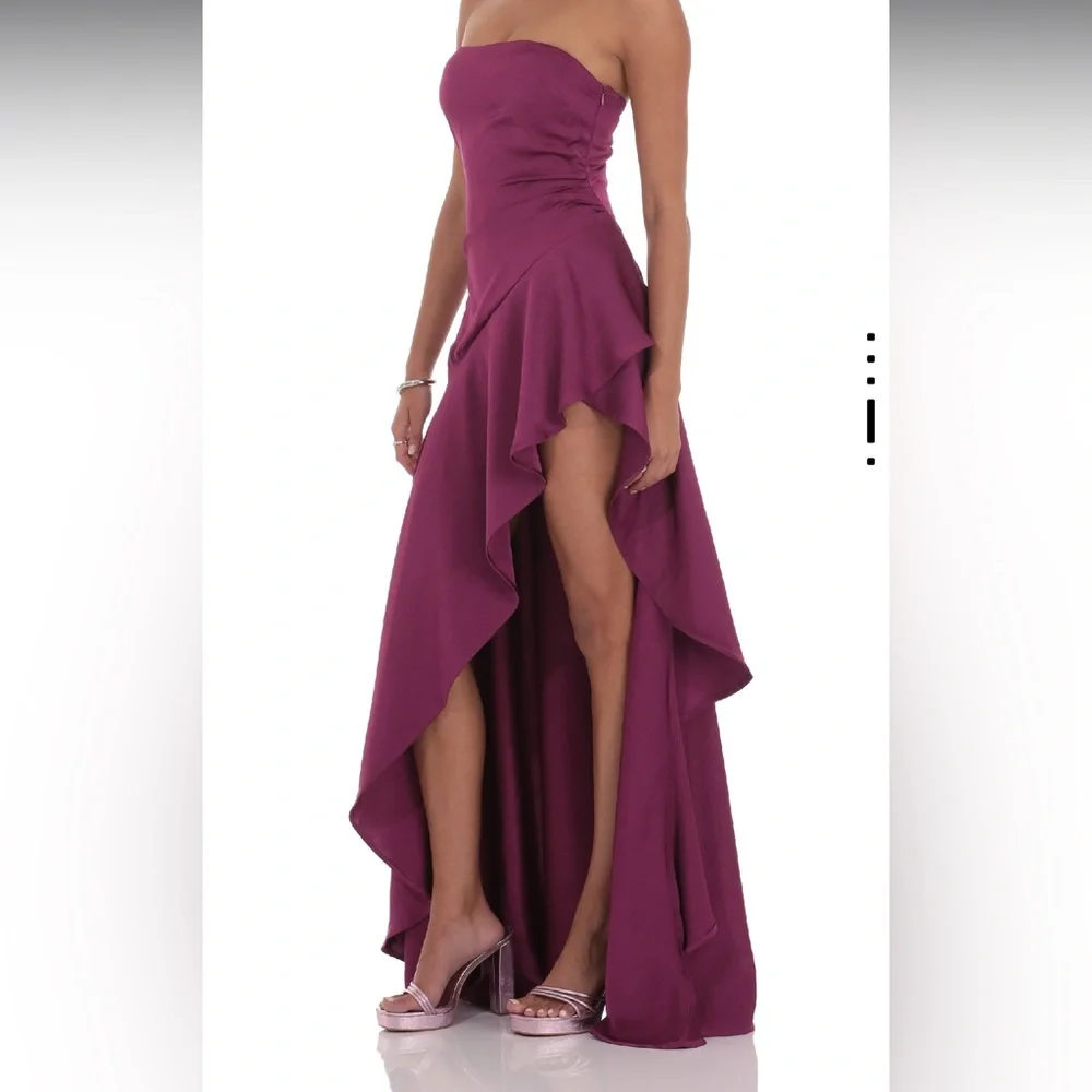 Lucy in the Sky satin high low maxi dress - Picture 3 of 7